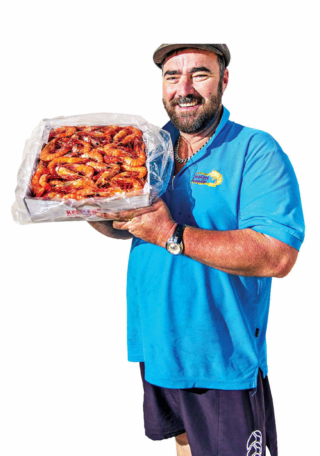 PRETTY PRAWNS: Fishmonger Simon Whittingham loves his prawns. PRETTY PRAWNS: Fishmonger Simon Whittingham loves his prawns.
